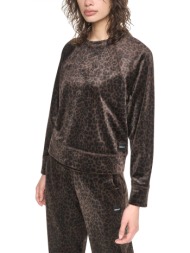dkny φουτερ crewneck animal print logo καφε-μαυρο