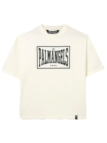 palm angels t-shirt vintage box logo loose tee εκρου-μαυρο