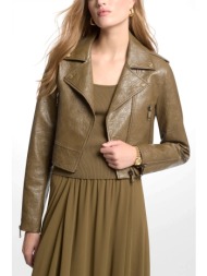 michael kors μπουφαν faux leather χακι