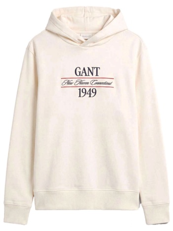 gant φουτερ hoodie graphic logo κρεμ