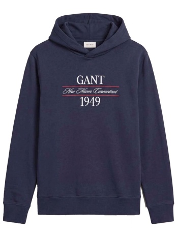 gant φουτερ hoodie graphic logo μπλε