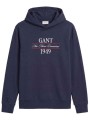 gant φουτερ hoodie graphic logo μπλε