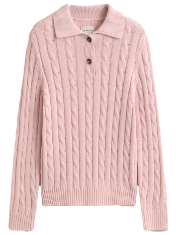 gant πουλοβερ cotton cable knit rugger ροζ