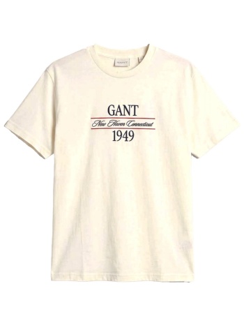gant t-shirt graphic logo κρεμ