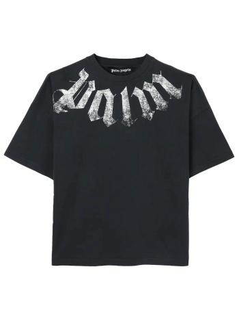 palm angels t-shirt big neck logo loose tee μαυρο