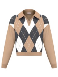 marella emme polo emmottanta πλεκτο cropped μπεζ-εκρου-γκρι