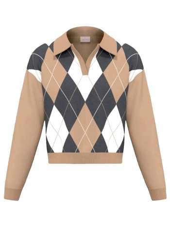 marella emme polo emmottanta πλεκτο cropped μπεζ-εκρου-γκρι