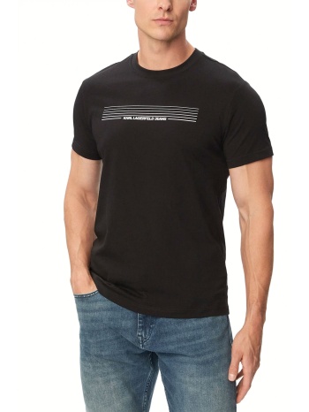 karl lagerfeld jeans t-shirt slim fit stripes logo tee μαυρο