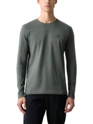 boss casual t-shirt μακρυμανικο regular fit tacks πρασινο