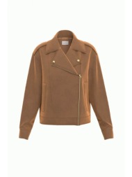 marella emme μπουφαν emmdomino jacket με οψη suede τσεπες καφε