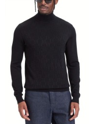 karl lagerfeld πλεκτο rollneck all over logo μαυρο