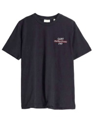 gant t-shirt graphic logo μαυρο