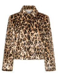 marella sport παλτο mlsangel short leopard print μπεζ-μαυρο