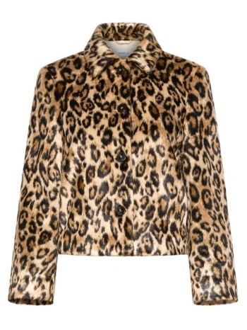 marella sport παλτο mlsangel short leopard print μπεζ-μαυρο