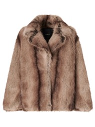 pinko γουνα faux fur caladenia caban καφε