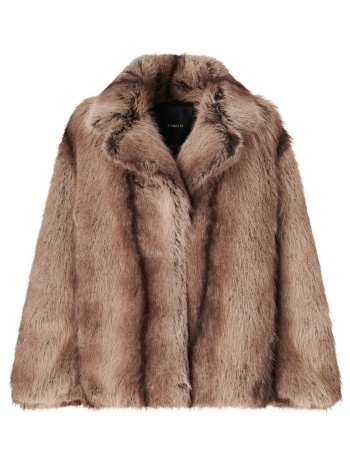 pinko γουνα faux fur caladenia caban καφε