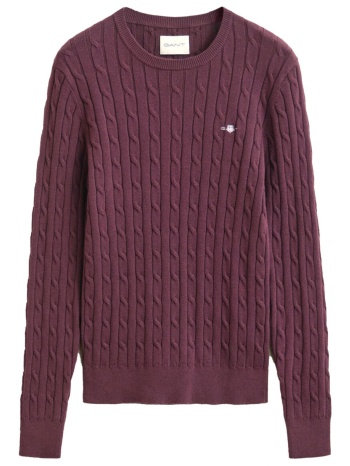 gant πουλοβερ stretch cotton cable μπορντο