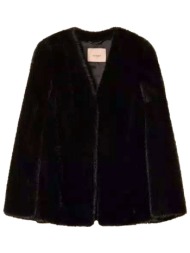 twinset καπα faux fur μαυρο