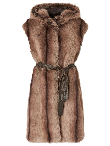 pinko γουνα αμανικη galearis gilet faux fur καφε