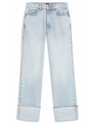 hugo παντελονι jeans gilissi high rise straight fit γαλαζιο
