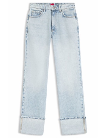 hugo παντελονι jeans gilissi high rise straight fit γαλαζιο