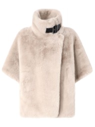 pinko καπα γουνα new comodino cape faux fur λευκο- γκρι