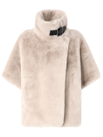 pinko καπα γουνα new comodino cape faux fur λευκο- γκρι