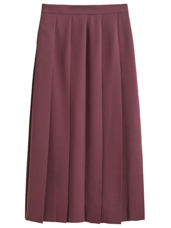 gant φουστα midi wide pleated μπορντο
