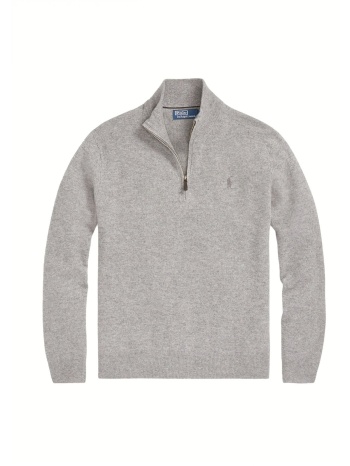 ralph lauren πλεκτο halfzip logo γκρι
