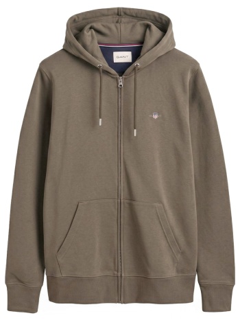 gant φουτερ ziphood regular fit shield καφε