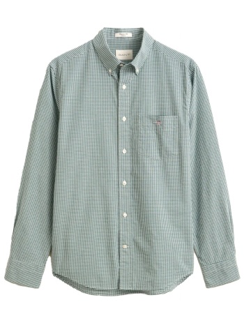 gant πουκαμισο regular fit classic poplin μικροκαρο πρασινο