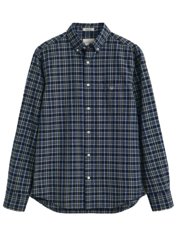 gant πουκαμισο regular fit archive poplin καρο μπλε κιτρινο