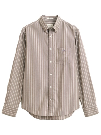 gant πουκαμισο regular fit classic poplin stripe καφε
