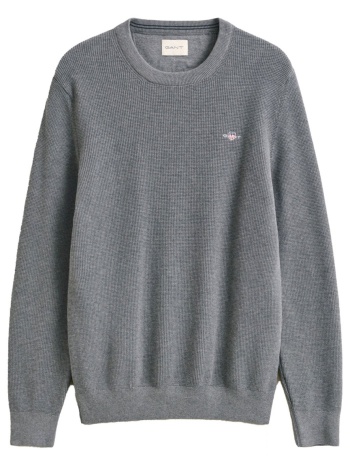 gant πλεκτο micro textured cotton λαιμοκοψη γκρι