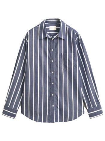 gant πουκαμισο regular fit classic poplin ριγε μπλε λευκο