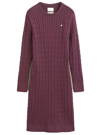 gant φορεμα midi stretch cotton cable μπορντο