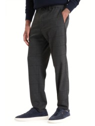 boss casual παντελονι chino καρω tapered fit chino-tapered-ds-10 μαυρο-γκρι
