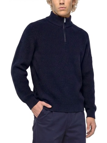 karl lagerfeld jeans πλεκτο halfzip regular fit μπλε