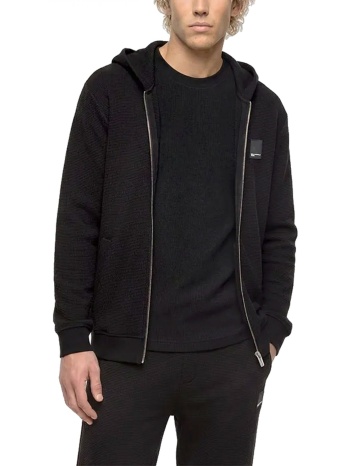 karl lagerfeld jeans φουτερ ziphood waffle regular fit μαυρο