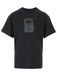 palm angels t-shirt regular fit logo μαυρο