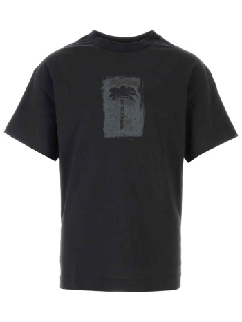 palm angels t-shirt regular fit logo μαυρο