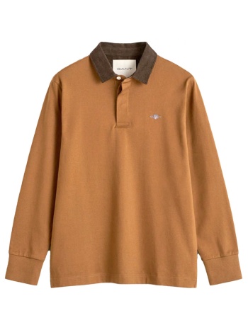 gant polo cord collar rugger καφε