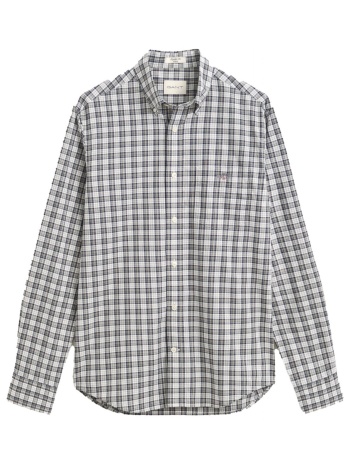gant πουκαμισο καρω reg poplin check shirt μπλε-λευκο