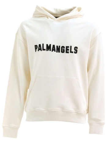 palm angels φουτερ hoodie regular fit logo εκρου
