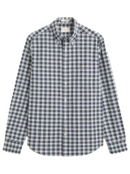 gant πουκαμισο καρω reg poplin check shirt κυπαρισσι-λευκο-μωβ
