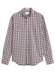 gant πουκαμισο καρω reg poplin check shirt μπορντω-λευκο