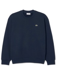 lacoste φουτερ crew neck classic fit logo μπλε