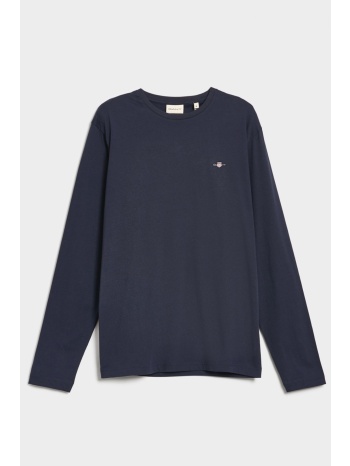 gant t-shirt reg shield ls μπλε