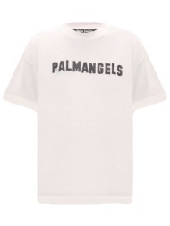 palm angels t-shirt regular fit logo εκρου