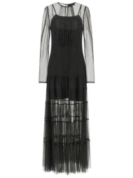 twinset φορεμα maxi c-thru βολαν τελειωμα μαυρο